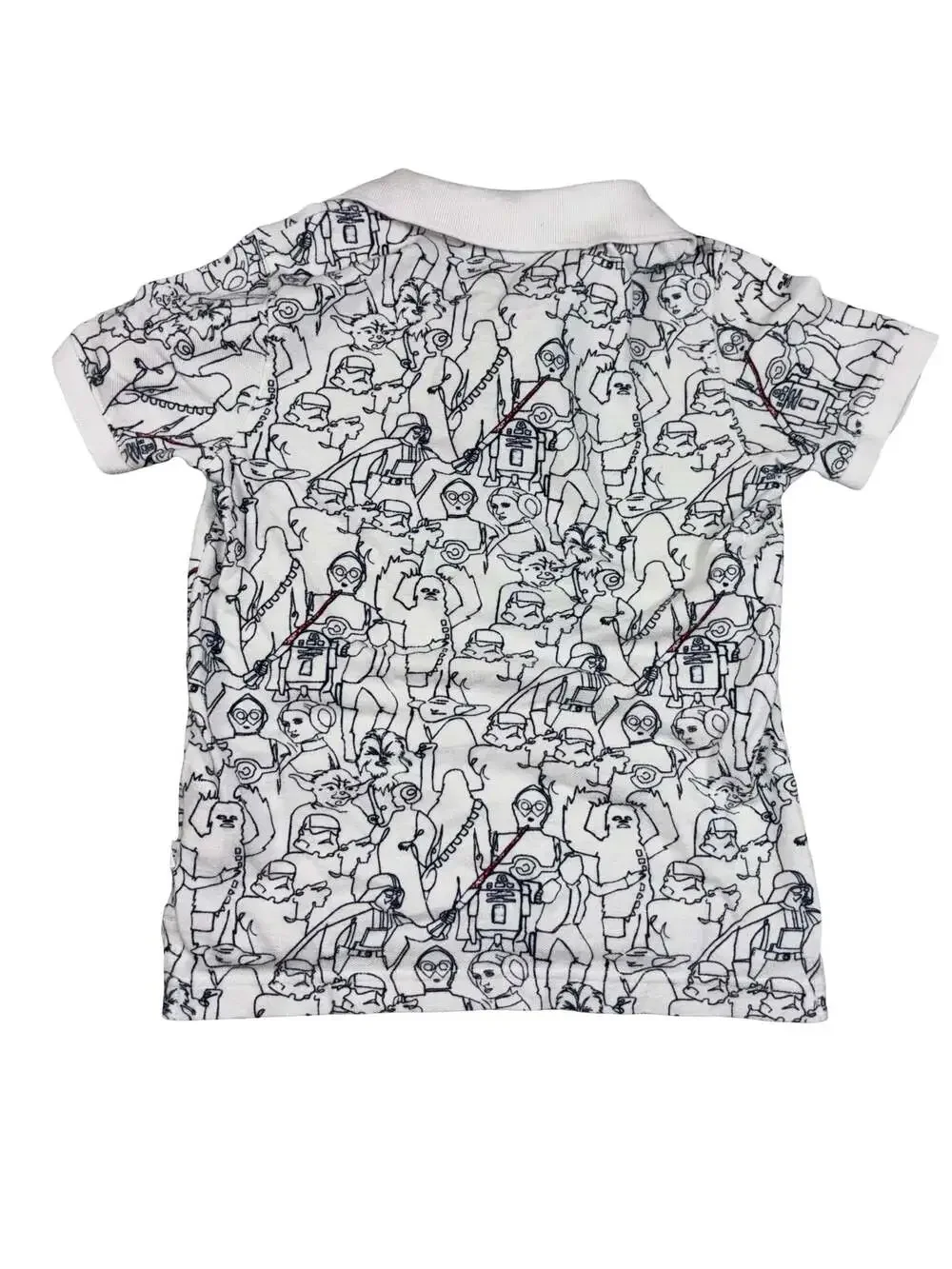 Gap Star Wars Allover Character Print White Polo Shirt Boys Size S 6-7